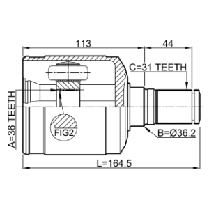 Joint homocinétique intérieur gauche FEBEST 0511-CX7LH pour MAZDA CX-7, CX-9 FEBEST