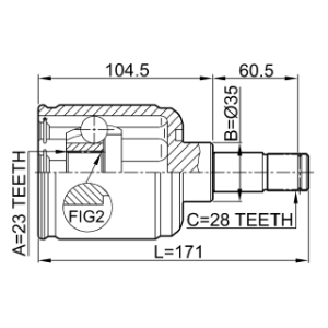 Joint homocinétique intérieur gauche FEBEST 0511-GEMTLH pour MAZDA G560-22-620 FEBEST