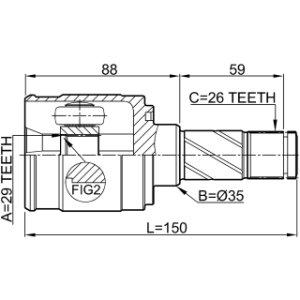 Joint homocinétique intérieur gauche FEBEST 0511-M2ATLH pour MAZDA 2 FEBEST