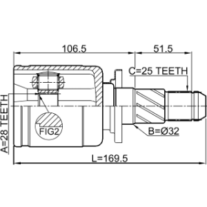 Joint homocinétique intérieur arrière FEBEST 0811-S12R pour SUBARU 28421-FE270 FEBEST