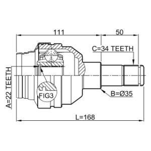 Joint homocinétique intérieur FEBEST 1011-C100R pour CHEVROLET, VAUXHALL, HOLDEN 4804594 FEBEST