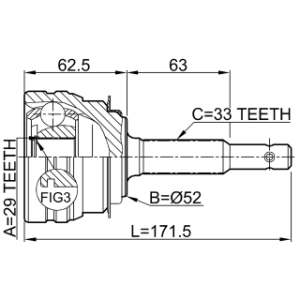 Joint homocinétique extérieur FEBEST 1110-ESP pour DAEWOO, PONTIAC 26010774 FEBEST