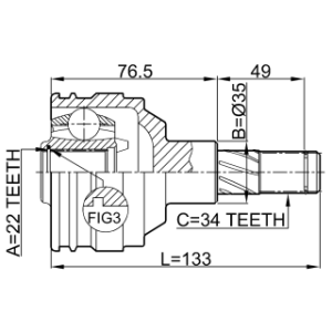 Joint homocinétique intérieur FEBEST 1111-NEX pour DAEWOO, PONTIAC 26010773 FEBEST