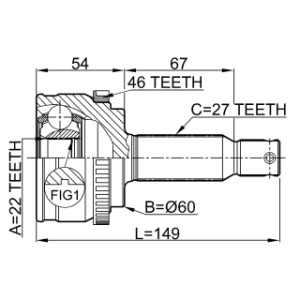 Joint homocinétique extérieur FEBEST 1210-ELNA46 pour HYUNDAI, KIA 49500-2H002 FEBEST