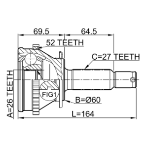 Joint homocinétique extérieur FEBEST 1210-SFA52 pour HYUNDAI SANTA, SANTAMO FEBEST