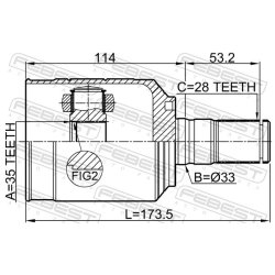 Kit de joint homocinétique FEBEST 1211-LX2LH pour HYUNDAI, KIA OE 49500-C5400 FEBEST