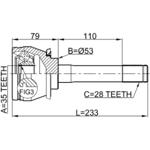 Joint homocinétique extérieur FEBEST 1410-MUS pour SSANGYONG 41300-05401 FEBEST