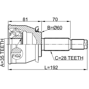 Joint homocinétique extérieur FEBEST 1410-REXI pour SSANGYONG REXTON FEBEST