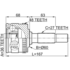 Joint homocinétique extérieur FEBEST 1610-802A48 pour MERCEDES VITO, Classe V FEBEST