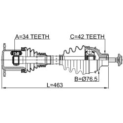 Arbre de transmission (arbre homocinétique) FEBEST 1714-8WF pour AUDI A4, A5, A4L OE 8W0407271 FEBEST