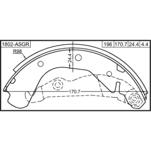 Kit de mâchoires de frein arrière FEBEST 1802-ASGR pour VAUXHALL, PONTIAC 1605774 FEBEST