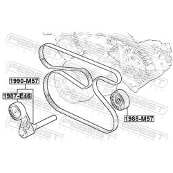 Poulie de guidage de courroie striée FEBEST 1988-M57 pour BMW X5, X6 FEBEST