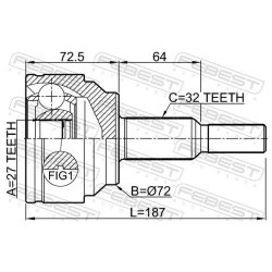 Kit de joint homocinétique FEBEST 2010-WKR pour DODGE, JEEP OE 52123521AA FEBEST