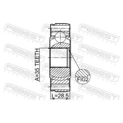 Joint d'arbre de transmission FEBEST 2011-JKSHA pour DODGE, JEEP OE 05013625AA FEBEST