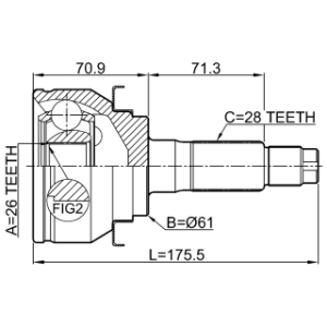 Joint homocinétique extérieur FEBEST 2110-TKE pour FORD RANGER OE 1749218 FEBEST