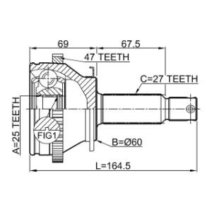 Joint homocinétique extérieur FEBEST 2210-NS27A47 pour HYUNDAI XG, SONATA FEBEST