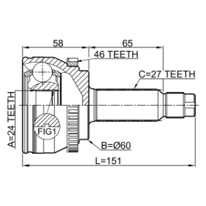 Joint homocinétique extérieur FEBEST 2210-SOUA46 pour HYUNDAI, KIA 49500-3X100 FEBEST