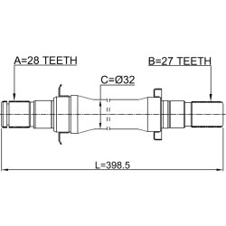 Arbre de transmission (arbre de transmission homocinétique) FEBEST 2212-FBAT pour HYUNDAI, KIA OE 49560-H0300 FEBEST