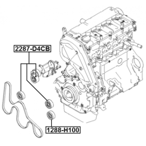 Poulie de tension FEBEST 2287-D4CB pour KIA, HYUNDAI, CHEVROLET, GMC, BUICK, SAAB FEBEST