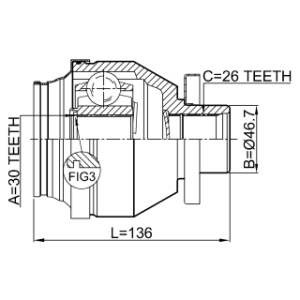 Joint homocinétique intérieur FEBEST 2311-T5MTLH pour VW 7H0407271AS FEBEST