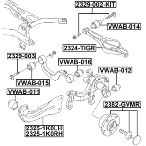 Bras de suspension inférieur arrière FEBEST 2324-TIGR pour VW, AUDI, SKODA, SEAT FEBEST