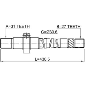 Demi-arbre de transmission droit FEBEST 2412-DUSTAWD pour DACIA, RENAULT DUSTER, OROCH FEBEST