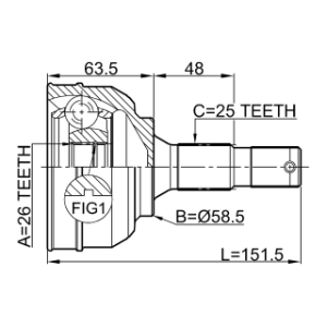 Joint homocinétique extérieur FEBEST 2510-C5 pour CITROËN C5 OE 3272.1V FEBEST