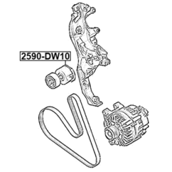 Tendeur de courroie nervurée FEBEST 2590-DW10 pour CITROËN, PEUGEOT FEBEST