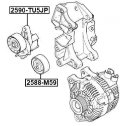 Tendeur de courroie nervuré FEBEST V 2590-TU5JP pour CITROËN, PEUGEOT FEBEST