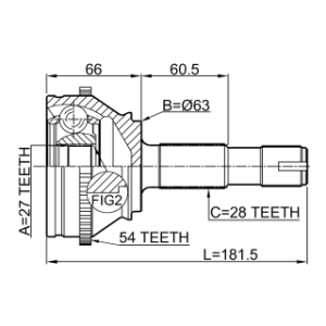Joint homocinétique extérieur FEBEST 2810-DUCA54 pour FIAT DUCATO FEBEST