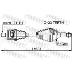 Arbre de transmission (arbre à cames) FEBEST 3214-ESCV pour CADILLAC, CHEVROLET, GMC FEBEST