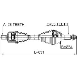 Arbre de transmission (arbre à cames) FEBEST 3214-ESCV pour CADILLAC, CHEVROLET, GMC FEBEST