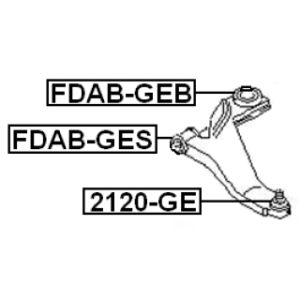 Silentbloc arrière FEBEST, bras de suspension avant (hydraulique) FDAB-GEB pour MONDEO, X-TYPE FEBEST