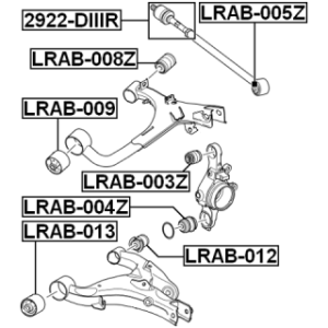 Silentbloc de bras de suspension supérieur arrière FEBEST LRAB-008Z pour LAND ROVER RANGE FEBEST