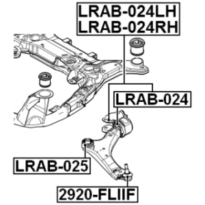 Rear Bushing, Front Left Control Arm (Hydro) FEBEST LRAB-024LH OE Ref LR002624 FEBEST