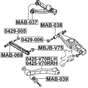 Silentbloc de bras de suspension arrière FEBEST MAB-039 pour MITSUBISHI SHOGUN FEBEST
