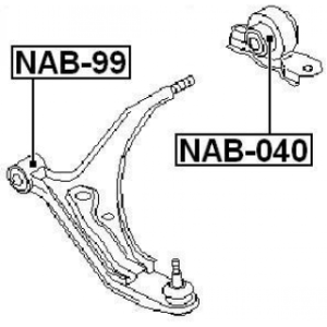 Silentbloc arrière FEBEST sans support, bras de suspension avant (hydraulique) NAB-040 pour NISSAN FEBEST