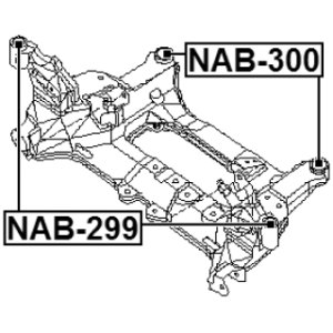 Silentbloc arrière de berceau moteur FEBEST NAB-300 pour NISSAN X-TRAIL, PRIMERA FEBEST