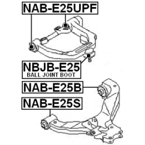 Silentbloc de bras de suspension inférieur avant FEBEST NAB-E25S pour Nissan Caravan FEBEST