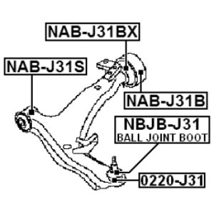 Silentbloc arrière FEBEST, bras de suspension avant (hydraulique) NAB-J31B pour NISSAN FEBEST