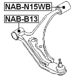 Silentbloc arrière, bras de suspension avant FEBEST NAB-N15WB pour NISSAN 54500-60Y10 FEBEST