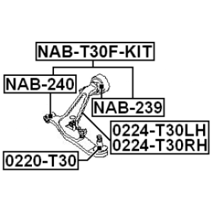 Kit de bagues de bras avant FEBEST (Hydro) NAB-T30F-KIT pour NISSAN X-TRAIL FEBEST