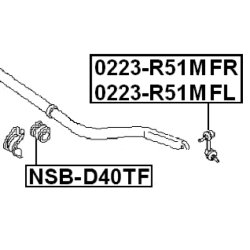 Support de barre stabilisatrice FEBEST NSB-D40TF pour NISSAN OE 54613-EB71B FEBEST