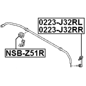 Silentbloc de barre stabilisatrice arrière FEBEST NSB-Z51R pour NISSAN 56243-1AA0A FEBEST