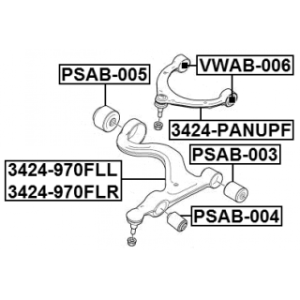 Silentbloc de bras de suspension inférieur avant FEBEST (hydraulique) PSAB-005 pour PORSCHE PANAMERA FEBEST