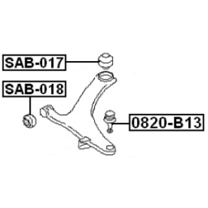 Silentbloc arrière, bras de suspension avant FEBEST SAB-017 pour SUBARU 20204-AG010 FEBEST