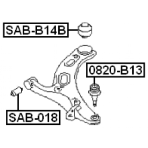 Silentbloc arrière, bras de suspension avant FEBEST SAB-B14B pour SUBARU 48068-BZ080 FEBEST