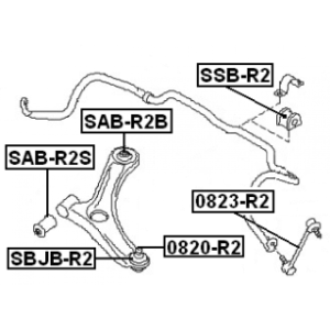Silentbloc arrière FEBEST, bras de suspension avant SAB-R2B pour SUBARU R2 FEBEST