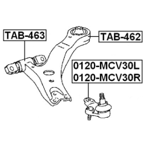 Silentbloc arrière, bras de suspension avant FEBEST TAB-462 pour TOYOTA, LEXUS 48068-08020 FEBEST