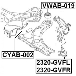 Silentbloc arrière FEBEST, bras de suspension avant VWAB-019 pour VW, SKODA, SEAT, AUDI FEBEST